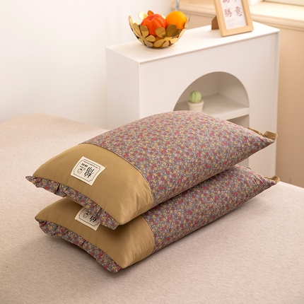 91家纺网 家纺一手货源 找家纺 九州枕芯 2025新款全棉双层小碎花纯荞麦枕 枕头枕芯 梅子红35*55cm/只