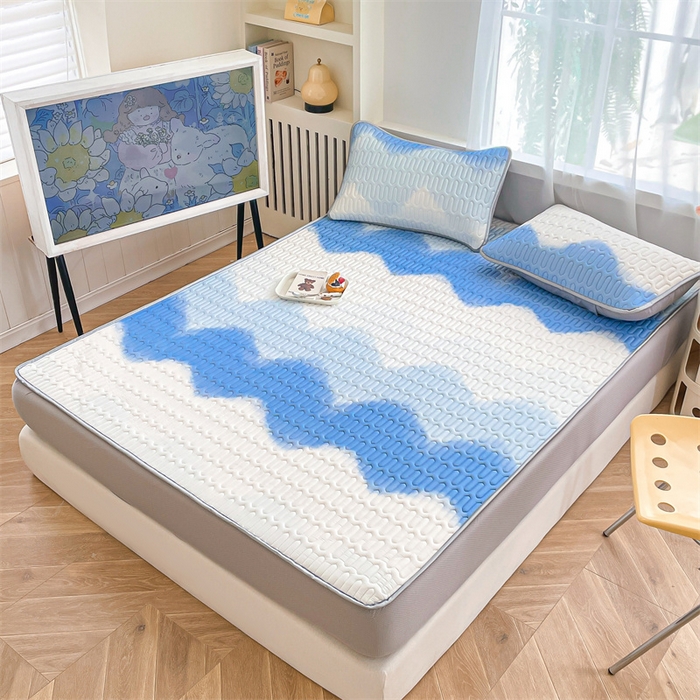 91家纺网 家纺一手货源 找家纺 布卢姆床垫 2025新款5mmA类乳胶凉席床笠套件夏被组合 海天线