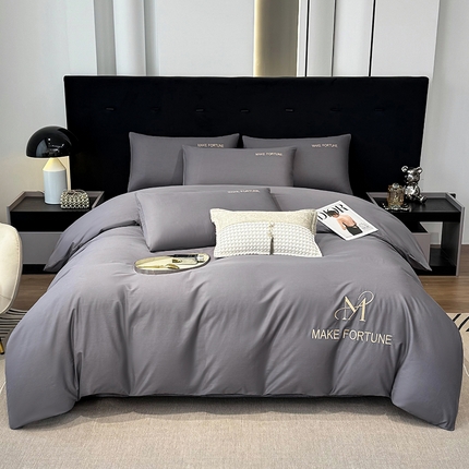 91家纺网 家纺一手货源 找家纺 （总）鸿织源家纺 2025新款全棉刺绣款简约纯色四件套