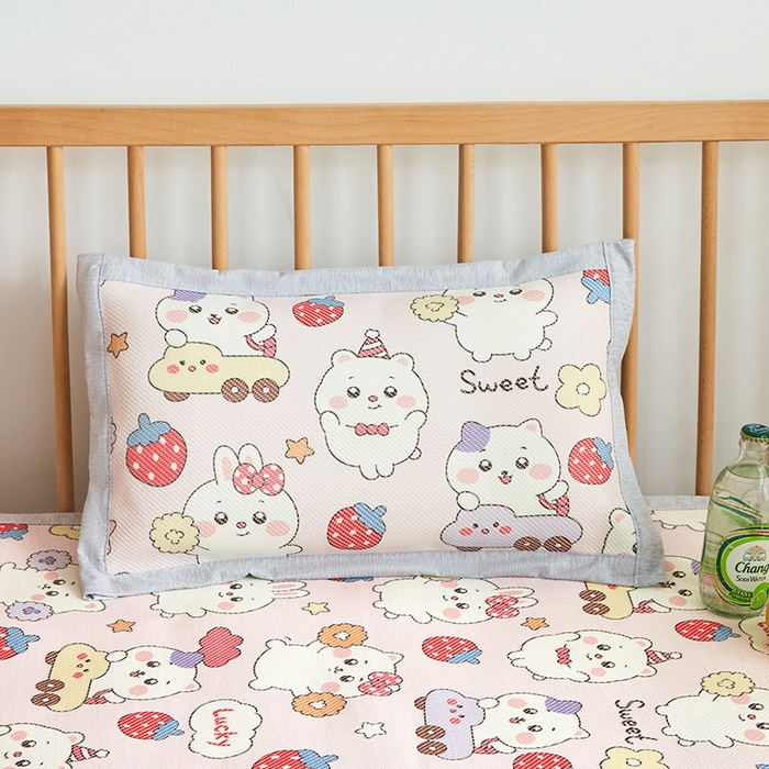 91家纺网 家纺一手货源 找家纺 嗨生活 2025新款A类儿童冰藤枕套 幼儿园枕套 儿童枕套 开心乐园