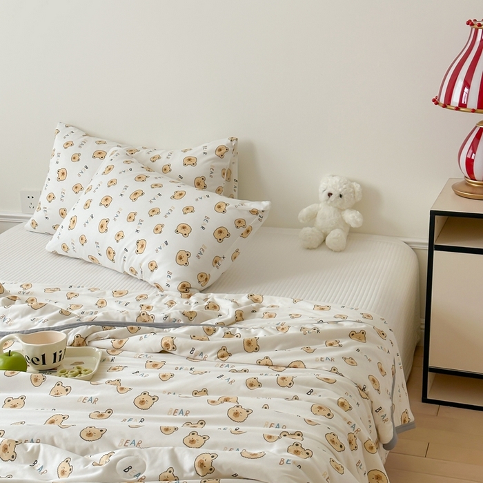 91家纺网 家纺一手货源 找家纺 觅糖家纺 2025新款软糯针织云柔大豆夏被 小白熊