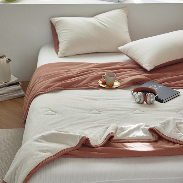 91家纺网 家纺一手货源 找家纺 安莱生活 2025新款全棉纯棉云感针织棉双拼夏被夏凉被空调被 椰慕双拼