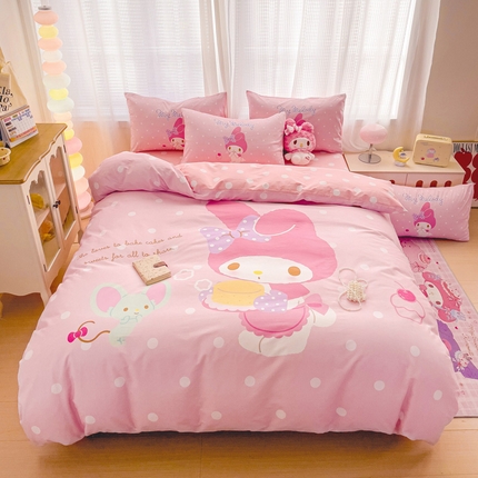 91家纺网 家纺一手货源 找家纺 （总）朵希曼 2025新款全棉大版数码印花四件套库洛米系列