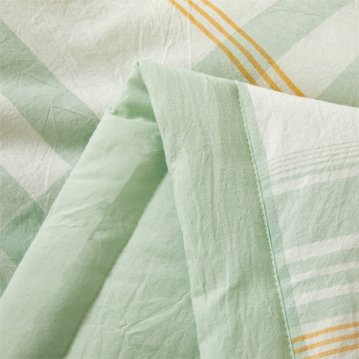 91家纺网 家纺一手货源 找家纺 2025新款A类里外全棉夏凉被100%新疆棉纯棉全棉填充无印格子款空调被原棉夏被 里外全棉-沐绿格