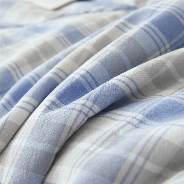 91家纺网 家纺一手货源 找家纺 2025新款A类里外全棉夏凉被100%新疆棉纯棉全棉填充无印格子款空调被原棉夏被 里外全棉-韵蓝格
