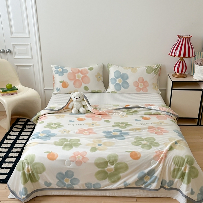 91家纺网 家纺一手货源 找家纺 觅糖家纺 2025新款软糯针织云柔大豆夏被 花梦