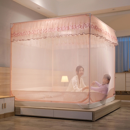 夏彩 2025新款U型三开门外穿坐床蚊帐系列-货号88538/88539 88538玉色