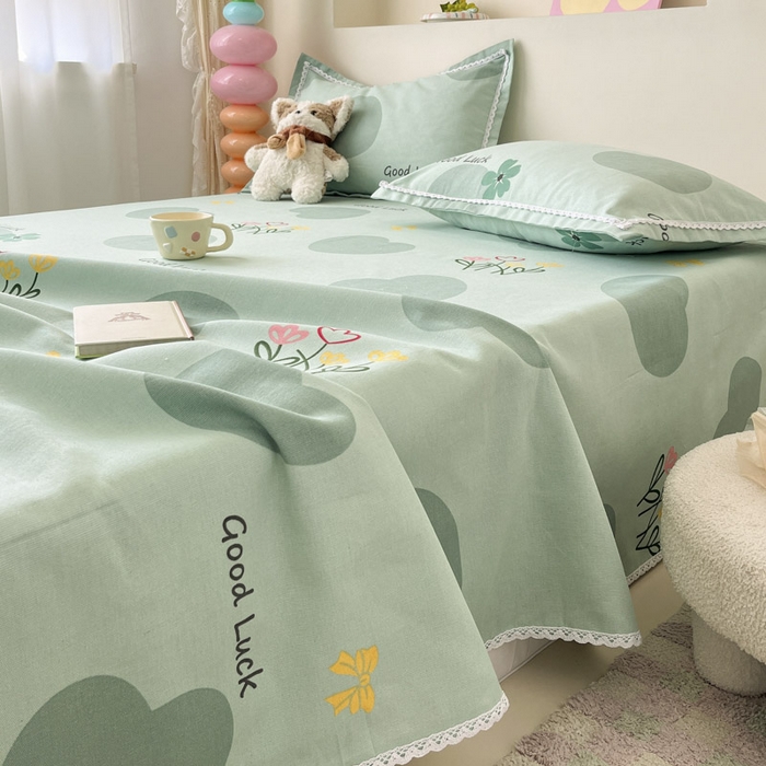 91家纺网 家纺一手货源 找家纺 新印象  2025新款花边老粗布床单款床笠款三件套怦然心动