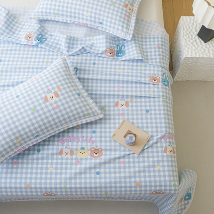 91家纺网 家纺一手货源 找家纺 （总）萌宝老粗布毛绒玩具 2025新款原棉老粗布印花床单系列细纱帆布软凉席三枚段条花边款