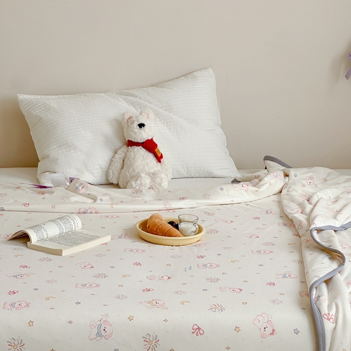 91家纺网 家纺一手货源 找家纺 觅糖家纺 2025新款软糯针织云柔大豆夏被 奶油小狗