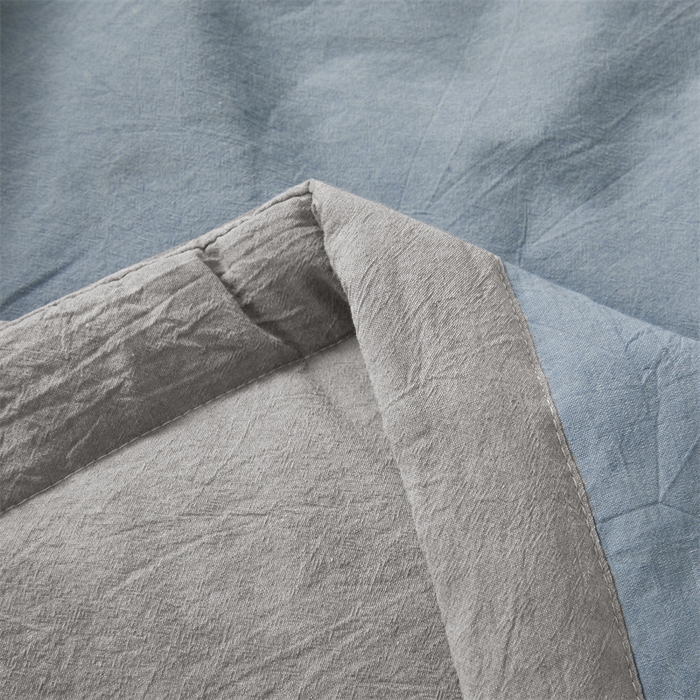 91家纺网 家纺一手货源 找家纺 2025新款A类里外全棉夏凉被100%新疆棉纯棉全棉填充无印格子款空调被原棉夏被 里外全棉-双拼浅蓝