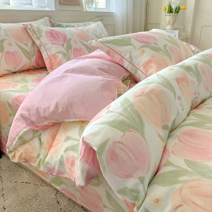 红粉佳人家纺 2025春夏新款A类全棉纯棉12868纯棉单被套 香草芬芳