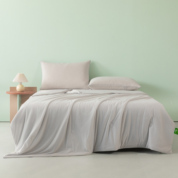 91家纺网 家纺一手货源 找家纺 瑜珠家纺 2025新款瑜珠云母凉感丝夏被 高级灰