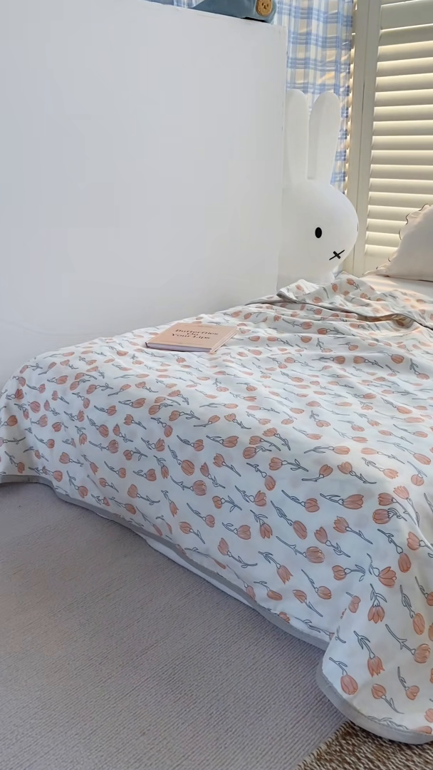 91家纺网 家纺一手货源 找家纺 潮邦 2025新款全棉双层纱多功能盖毯 白露-白