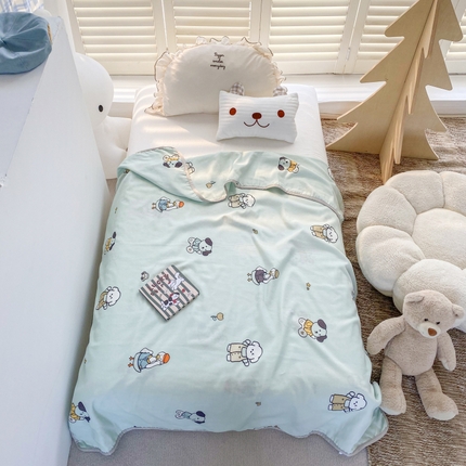 91家纺网 家纺一手货源 找家纺 潮邦 2025新款全棉双层纱多功能盖毯 秋之花