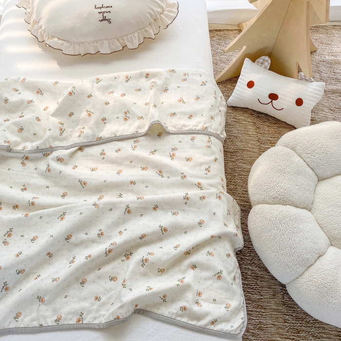 91家纺网 家纺一手货源 找家纺 潮邦 2025新款全棉双层纱多功能盖毯 秋之花