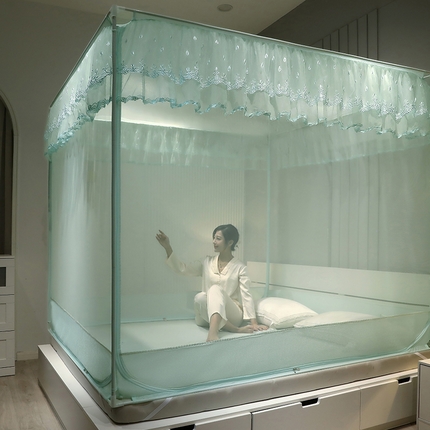 夏彩 2025新款U型三开门外穿坐床蚊帐系列-货号88538/88539 88539水绿