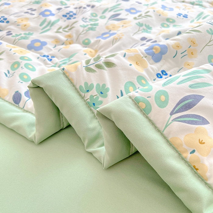 91家纺网 家纺一手货源 找家纺 西域种棉人·千百笠 2025新款A类新疆棉花夏凉被加宽包边水洗棉卡通印花吸湿透气棉花夏被空调被 凌香 花海