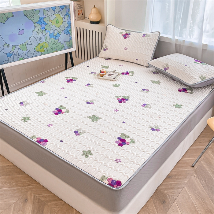 91家纺网 家纺一手货源 找家纺 布卢姆床垫 2025新款5mmA类乳胶凉席床笠套件夏被组合 葡萄乐园