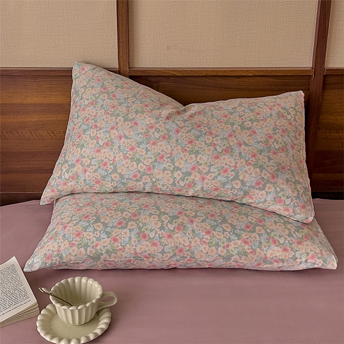 91家纺网 家纺一手货源 找家纺 优品阁  2025新款A类全棉有氧双层纱四件套 庭花香