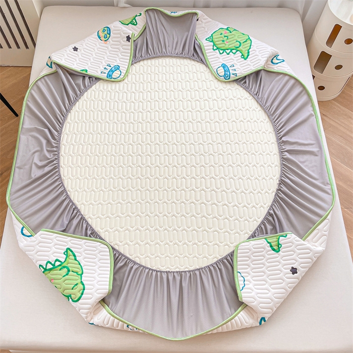 91家纺网 家纺一手货源 找家纺 布卢姆床垫 2025新款5mmA类乳胶凉席床笠套件夏被组合 可爱恐龙