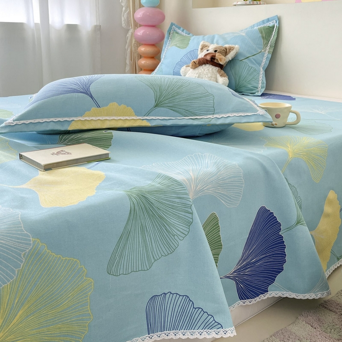 91家纺网 家纺一手货源 找家纺 新印象  2025新款花边老粗布床单款床笠款三件套秋意