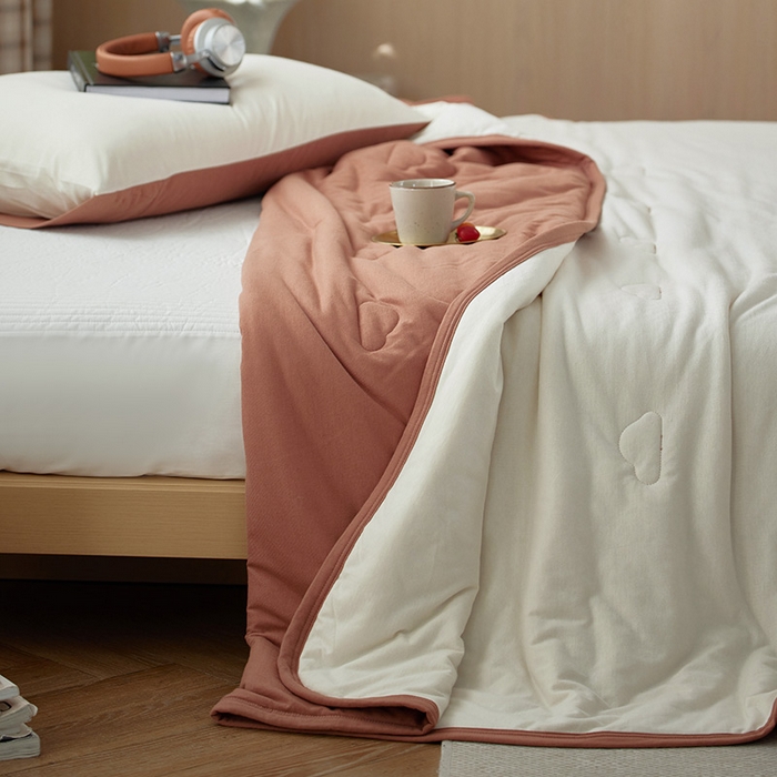 91家纺网 家纺一手货源 找家纺 安莱生活 2025新款全棉纯棉云感针织棉双拼夏被夏凉被空调被 椰慕双拼