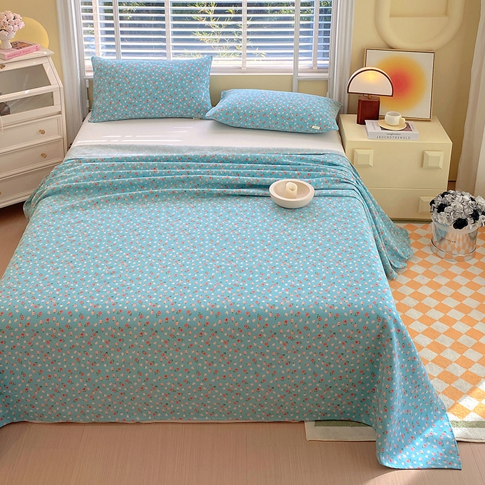 91家纺网 家纺一手货源 找家纺 爱彼家纺 2025新款锦柔老粗布席子凉席床单 蓝玫瑰