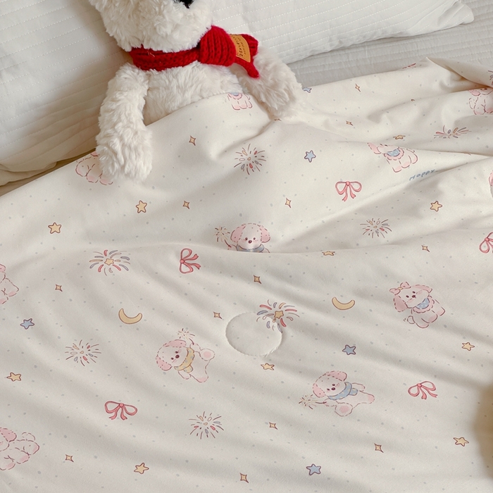 91家纺网 家纺一手货源 找家纺 觅糖家纺 2025新款软糯针织云柔大豆夏被 奶油小狗