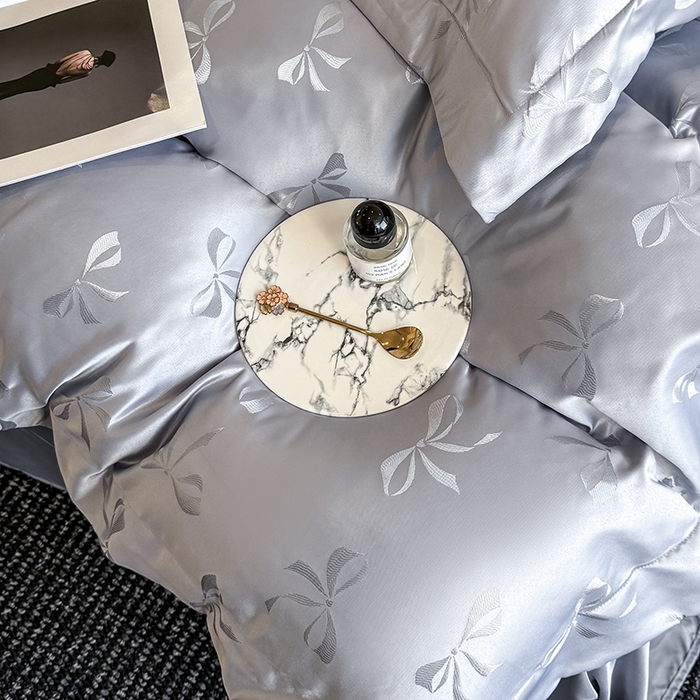 91家纺网 家纺一手货源 找家纺 狂想家 2025新款高奢提花水洗天丝系列四件套 情结高级灰