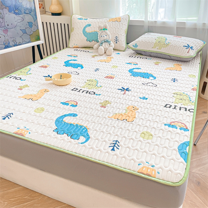 91家纺网 家纺一手货源 找家纺 布卢姆床垫 2025新款5mmA类乳胶凉席床笠套件夏被组合 恐龙世界