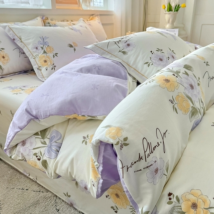 91家纺网 家纺一手货源 找家纺 红粉佳人家纺 2025春夏新款A类全棉纯棉12868纯棉单被套 迷雾花漾