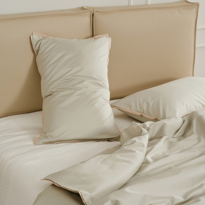 91家纺网 家纺一手货源 找家纺 EH家居 2025新款长绒棉缺角工艺单品系列单枕套 杏子灰