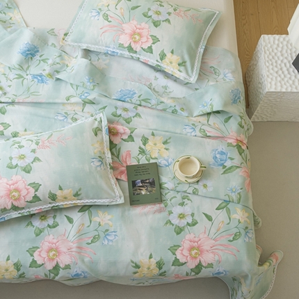 91家纺网 家纺一手货源 找家纺 （总）萌宝 2025老粗布新款纯棉细纱三枚缎卡帆布花边款软凉席床单提供买家秀