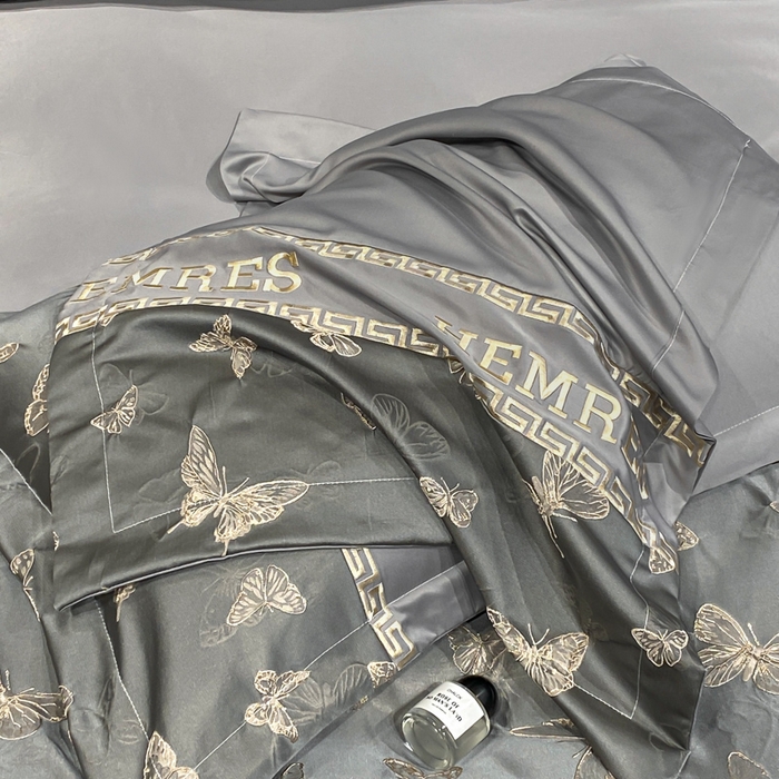 91家纺网 家纺一手货源 找家纺 （总）子曰 2025新款金丝提花浮雕刺绣水洗真丝四件套