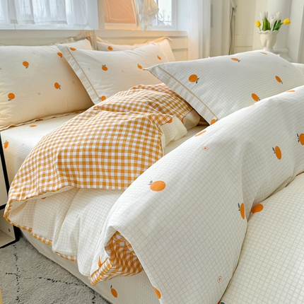 红粉佳人家纺 2025春夏新款A类全棉纯棉12868纯棉单被套 甜桔