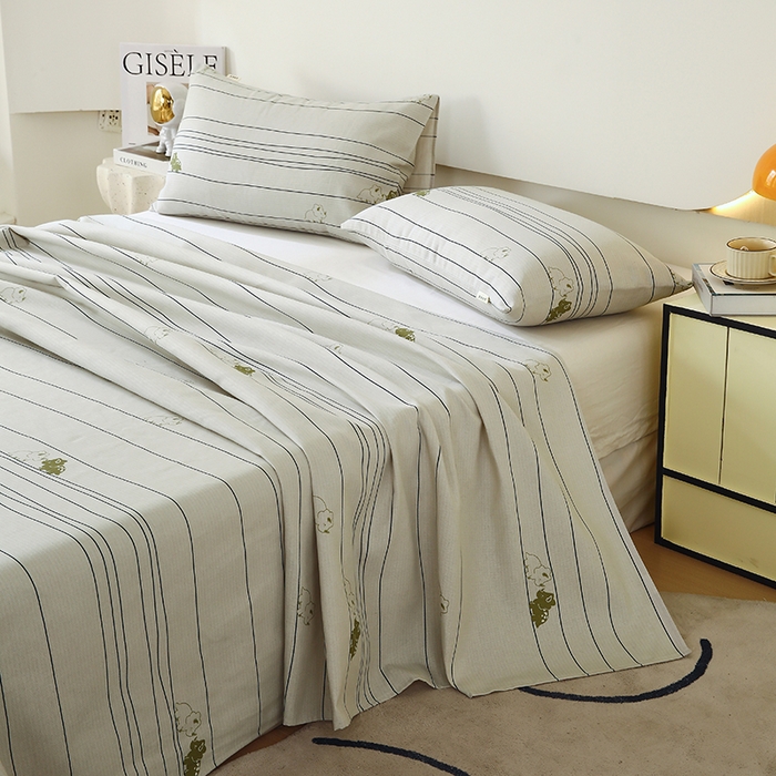 91家纺网 家纺一手货源 找家纺 爱彼家纺 2025新款锦柔老粗布席子凉席床单 条条龙