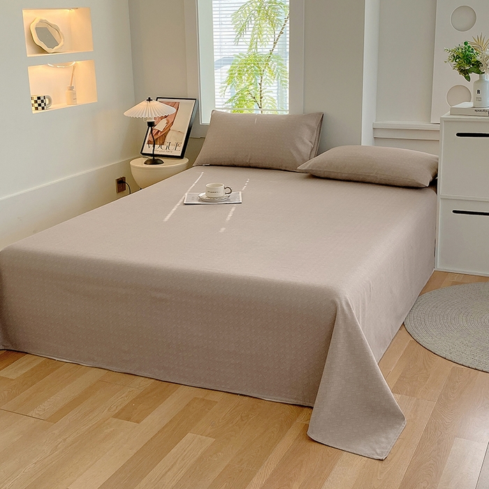 91家纺网 家纺一手货源 找家纺 爱彼家纺 2025新款锦柔老粗布席子凉席床单 卡其