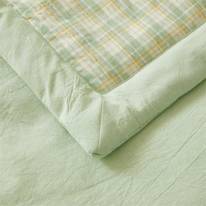 91家纺网 家纺一手货源 找家纺 2025新款A类里外全棉夏凉被100%新疆棉纯棉全棉填充无印格子款空调被原棉夏被 里外全棉-彩绿格