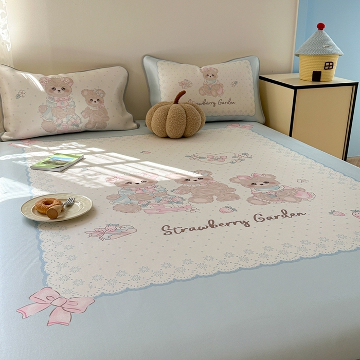 91家纺网 家纺一手货源 找家纺 美乐迪家纺 2025新款碳光凉感冰丝席 三只熊