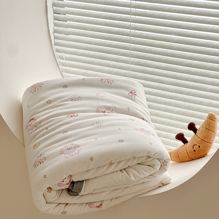 91家纺网 家纺一手货源 找家纺 觅糖家纺 2025新款软糯针织云柔大豆夏被 奶油小狗