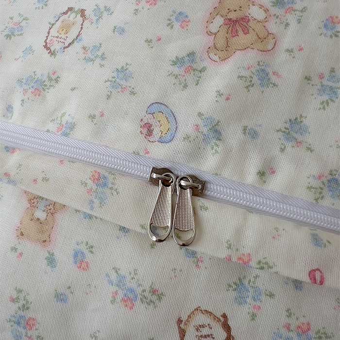 91家纺网 家纺一手货源 找家纺 优品阁  2025新款A类全棉有氧双层纱四件套 萌宠花园