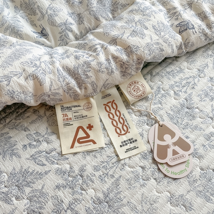 91家纺网 家纺一手货源 找家纺 老帅的工厂店 2025新款a类云感双层纱7a抗菌夏被床盖四件套 莫尼绿