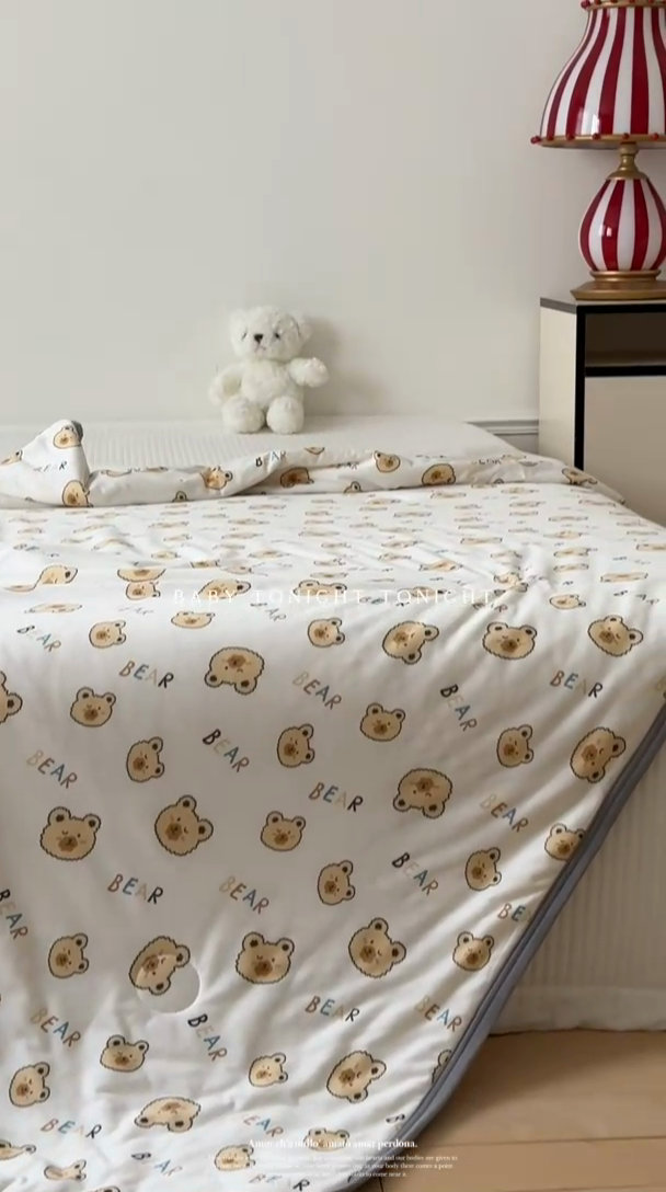 91家纺网 家纺一手货源 找家纺 觅糖家纺 2025新款软糯针织云柔大豆夏被 小白熊