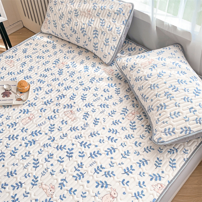 91家纺网 家纺一手货源 找家纺 布卢姆床垫 2025新款5mmA类乳胶凉席床笠套件夏被组合 芊芊玉兔