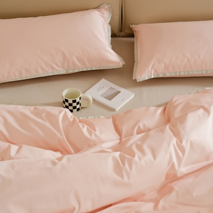 2025新款长绒棉缺角工艺单品系列单被套 芭蕾粉