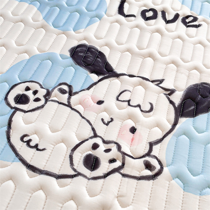 91家纺网 家纺一手货源 找家纺 布卢姆床垫 2025新款5mmA类乳胶凉席床笠套件夏被组合 调皮小狗