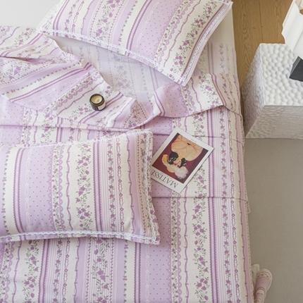 91家纺网 家纺一手货源 找家纺 （总）萌宝老粗布毛绒玩具 2025新款原棉老粗布印花床单系列细纱帆布软凉席三枚段条花边款