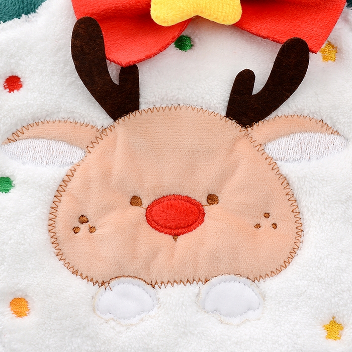 91家纺网 家纺一手货源 找家纺 彩虹毛巾 2025新款珊瑚绒卡通可挂式加厚吸水不掉毛可爱小毛巾厨房洗手间挂巾便携式懒人擦手布-圣诞系列 麋鹿22*20cm 擦手巾/只