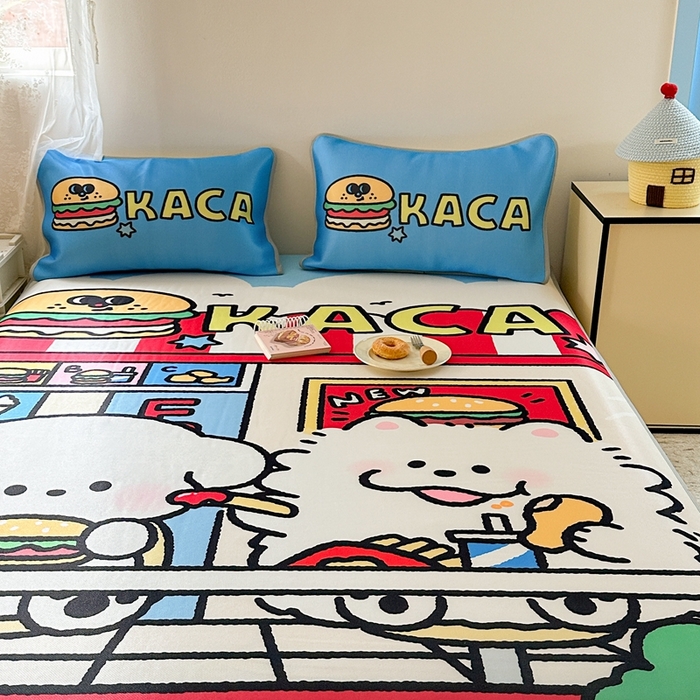 91家纺网 家纺一手货源 找家纺 美乐迪家纺 2025新款碳光凉感冰丝席 汉堡伙伴